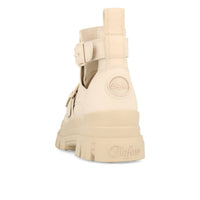 Buffalo Aspha Bike Bootie Flat Damen Vegan Box Nappa Beige